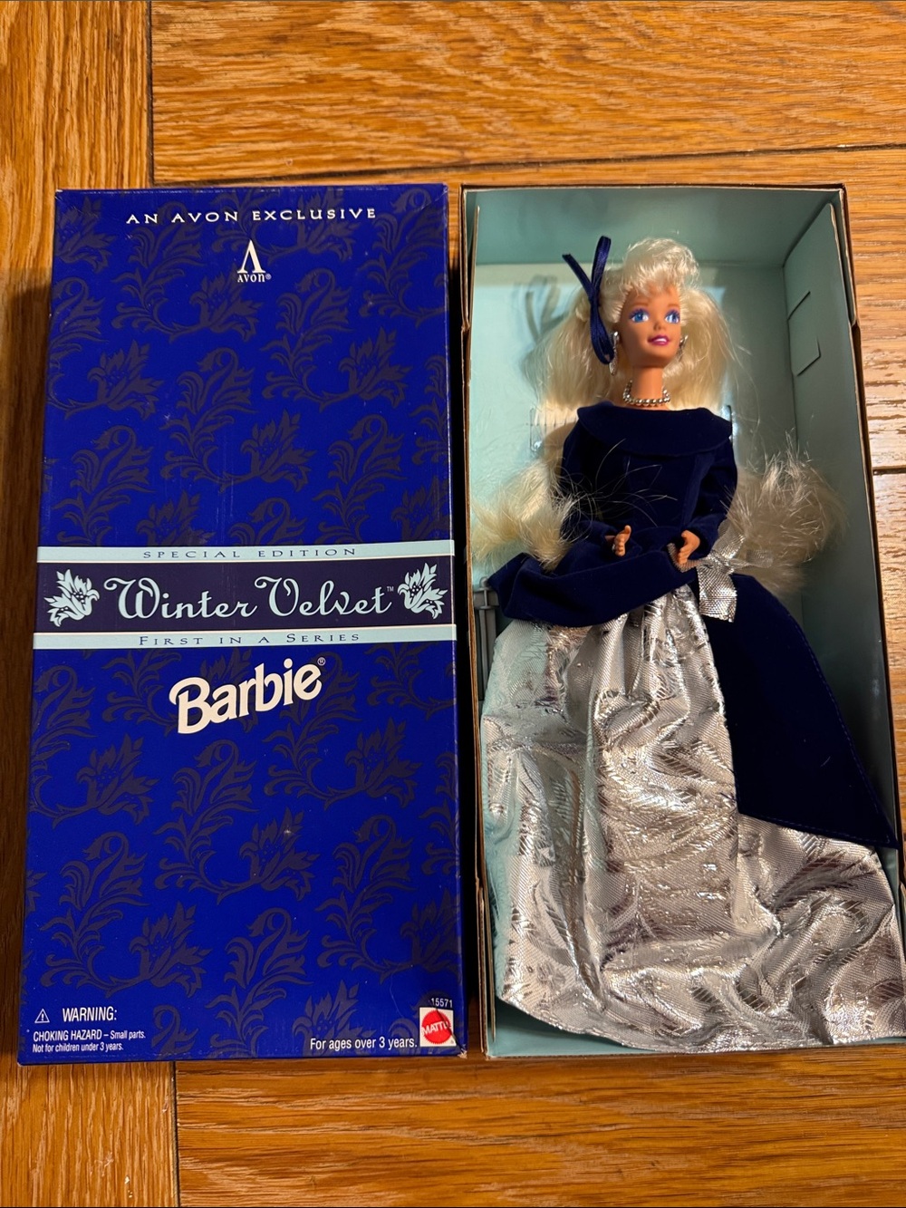 Barbie Navy & Silver Winter Velvet Collector Doll- Avon Exclusive